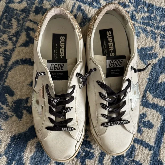 Golden Goose Women's white leather Super-Star with glittery heel tab - Picture 3 of 5
